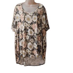 Maurices Gray Floral 3/4 Sleeve Blouse Plus Size 3X Romantic Flowy Tunic Top